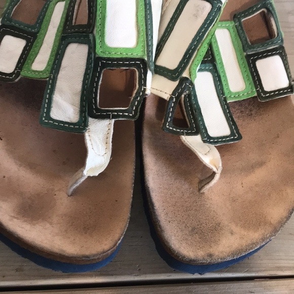 THINK! Women's Julia Window Thong sandals size 41 or 10.5 green cream - Picture 4 of 8